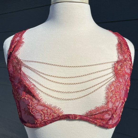 Agent Provocateur INKA Soiree SET Bra 36DD Brief LARGE Red Gold NWT - Picture 6 of 11